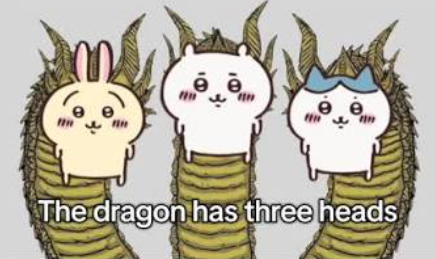 The dragon has three heads